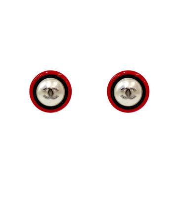 CHANEL Red Pearl CC Earrings 39590 158530265 [P]