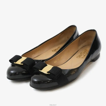 Salvatore Ferragamo Bow Patent Leather Loafers Black 7.5 9246193913 157445887 [P]