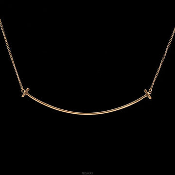 TIFFANY & CO T スマイル 18K ローズゴールド ネックレス ラージ 9553390507 158531144 [P]
