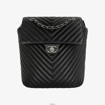 CHANEL Chevron Urban Spirit Backpack Silver Black Lambskin 22nd Series PVWVN9O1 158532014 [P]