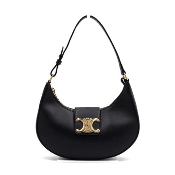 CELINE 114493DGQ Medium Schultertasche aus schwarzem Kalbsleder mit goldenen Details von 2023 158543288 [P]