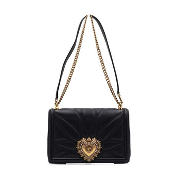 DOLCE & GABBANA ラムスキン デボーション ハートロゴ フラップ ゴールドチェーン ショルダーバッグ クロスボディバッグ 12345 158543324 [P]