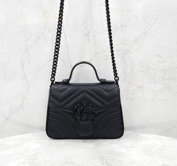 Gucci Black Marmont Top Handle Shoulder Bag 702563 154162318 [P]