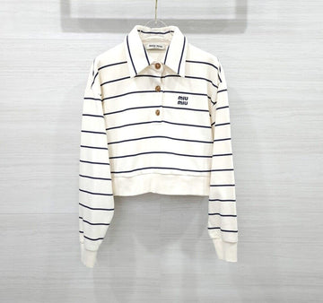 Miu Miu Striped Crop Polo Shirt 997 157137993 [P]
