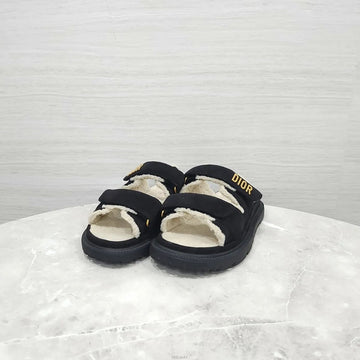 Dior Black Act Velcro Shearling Slide Sandal KCO105 158576378 [P]