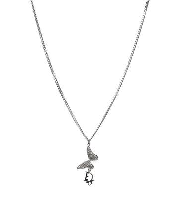 Dior Cubic Butterfly Oblique Silver Necklace 64389 158584907 [P]
