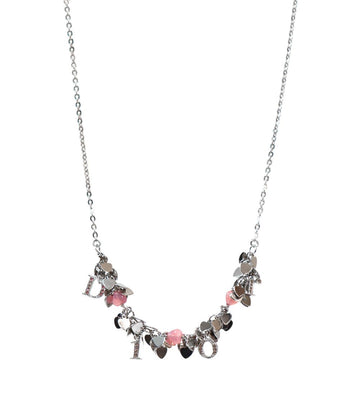 Dior Beaded Heart Cubic Silver Necklace 63826 158585738 [P]