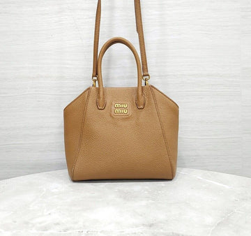Miu Miu Leather Tote Shoulder Bag Caramel 5BA274 157125395 [P]