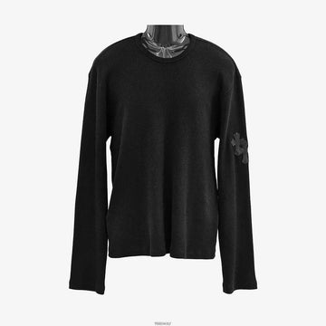 Chrome Hearts Leather Patch Waffle Knit Black AVBPASE9 158589896 [P]