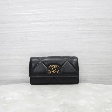 CHANEL 19er Geldbörse aus Lammleder Schwarz mit CC-Logo 158590357 [P]