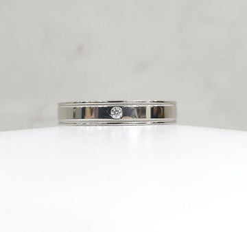 TIFFANY & CO ダイヤモンド 1P トゥゲザー ダブル ミルグレイン バンド リング プラチナ 9号 154958177 [P]