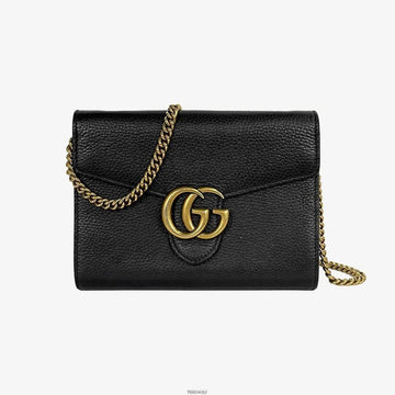 Gucci GG Marmont Matelassé Chain Wallet WOC Black 401232 158595824 [P]