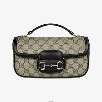 Gucci Horsebit 1955 Soft Top Handle Bag Small Beige Black 815206 158595923 [P]