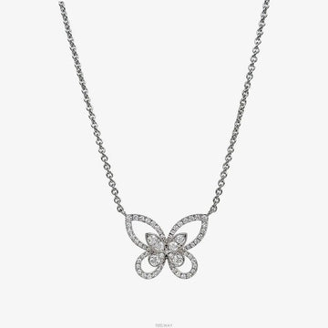 Graff Butterfly Silhouette Pendant Necklace 18K White Gold Diamond RGP393 158596419 [P]