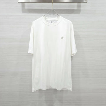 BRUNELLO CUCINELLI Weiße Logo-Stickerei Kurzarm-T-Shirt 158609498 [P]