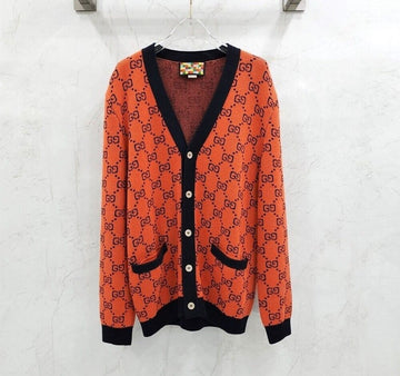 Gucci gg GG Orange Cotton Jacquard Cardigan 138828142 [P]