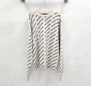 BALENCIAGA Multi-Logo Allover Rundstrickpullover 702952 145927446 [P]