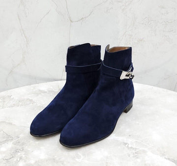 Hermes Suede Navy Kelly Boots 148382152 [P]