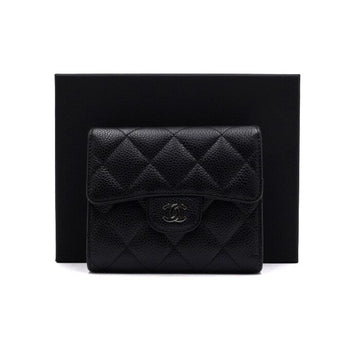 CHANEL Klassische kleine Klapp-Brieftasche aus schwarzem Kaviar AP0231 158611849 [P]