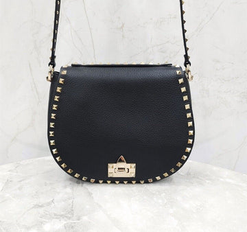 Valentino Black Rockstud Leather Crossbody Bag 154131814 [P]