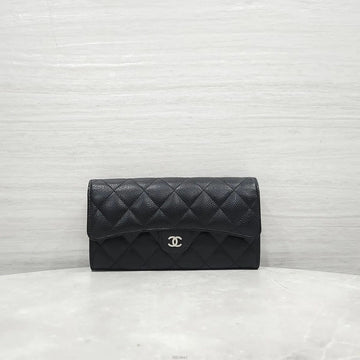 CHANEL Classic Flap Snap Long Wallet Caviar Black Silver Hardware AP0241 158613509 [P]