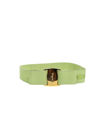 SALVATORE FERRAGAMO Bara Bow Grün Gold Gürtel 27560 158614191 [P]