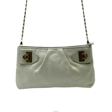 Salvatore Ferragamo White Leather Gancini Shoulder Bag 11036 158614227 [P]