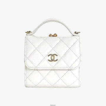 CHANEL Top Handle Ketten Münzbörse Weiß AP2837 151516904 [P]