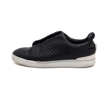 ZEGNA Schwarze Triple Stitch Pelle Tessuta Leder Herren Sneakers aa66165 158617104 [P]