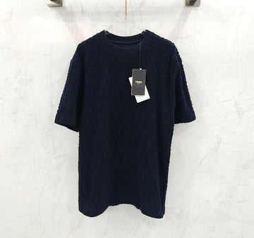 Fendi Navy Terry Short Sleeve T-Shirt FY0936 154162085 [P]