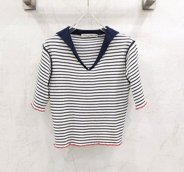 DIOR Riviera Marinière Motiv Pullover Strick Kurzarm 444S67AM785 135703990 [P]