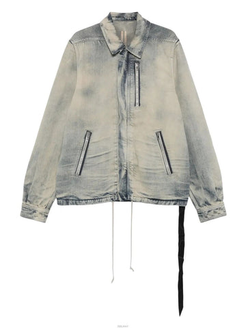 Rick Owens Concealed Zipfront Jacket Mineral Pearl Denim 38 158643175 [P]