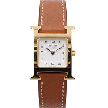 Hermes H OUR H Women's Watch 25mm Small Gold Leather Band AA65852 158649690 [P]