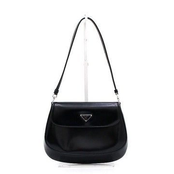 Prada Black Cleo Brushed Flap Leather Shoulder Bag 1BD311 158650118 [P]