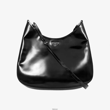 Prada Brushed Leather Shoulder Bag Large Black 1BC158 158656520 [P]