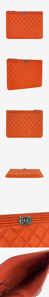 CHANEL Boy Clutch Medium Coral Red 26 Series Caviar CEMXDA91 158656580 [P]