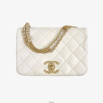 CHANEL CC Flap Bag White Gold Hardware 4IMVXGLM 158656586 [P]