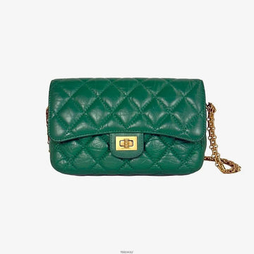 CHANEL Vintage Flap Bag Mini Green Gold Hardware 2.55 AWV6C6BH 158656597 [P]