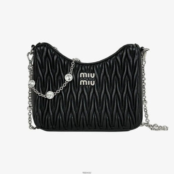 MIU MIU ナパレザー ショルダーバッグ ブラック 5BH211 158656606 [P]