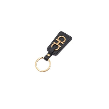 SALVATORE FERRAGAMO Schwarzer doppelter Gancini-Schlüsselanhänger als Taschenanhänger 22E014 158658553 [P]