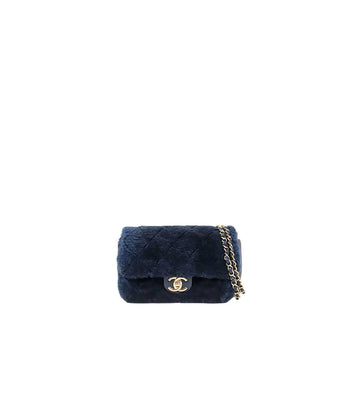 CHANEL Navy Shearling Chain Schultertasche 59924 158659599 [P]