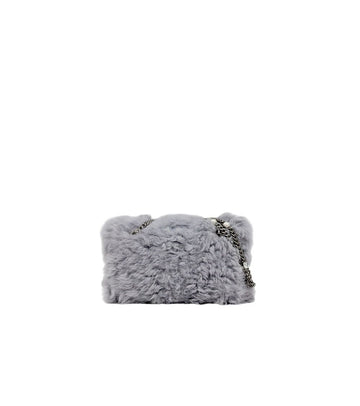 MIU MIU グレー モントーネ ファー チェーン ショルダーバッグ 64247 158659602 [P]