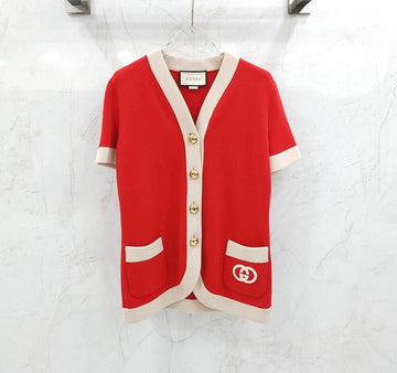 Gucci Embroidered Logo V-Neck Cardigan 153469311 [P]