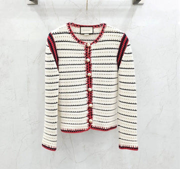Gucci Stripe Pearl Cardigan 139797237 [P]