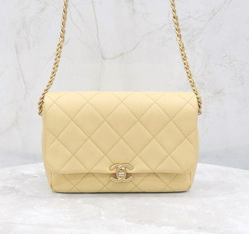 CHANEL Gelbes Melodie Flap Bag Caviar Neues Innenmodul AS3103 139102953 [P]
