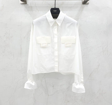 Fendi White Poplin Crop Shirt FS7477 152875948 [P]