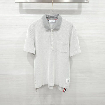 THOM BROWNE Texturiertes bicolor kariertes Polohemd MJP147A 158702367 [P]