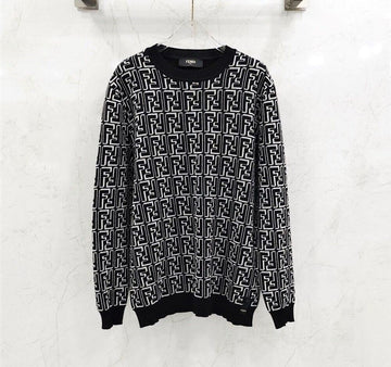 Fendi ff FF Logo Round Wool Knit Black FZX009 145168197 [P]
