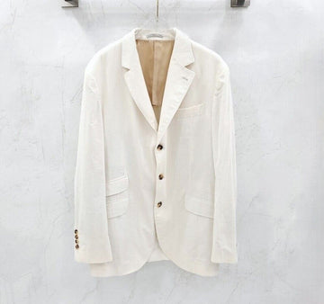 Brunello Cucinelli Ivory Corduroy Blazer Jacket 152831557 [P]