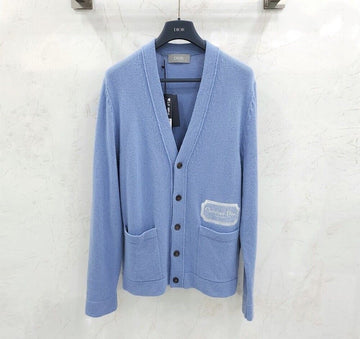 DIOR Couture Blau Cashmere Logo Cardigan 148381182 [P]